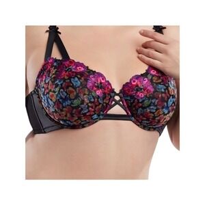 NWOT Savage x Fenty Butterfly Floral Embroidered Pink & Black Bra- 38DD / 38E